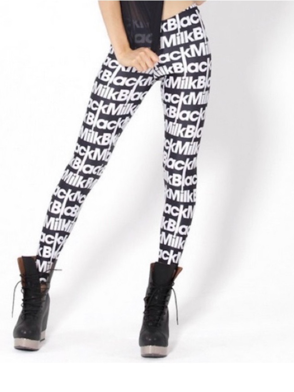 Rare BlackMilk Sharkie White Drip Logo Leggings - Size M very good condition